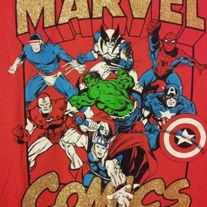 Marvel Comics Shirt Junior Girls Short Sleeve Red